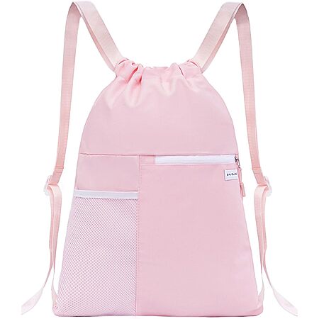 Drawstring Backpack with Mesh Pocket, Sports Gym Sackpack for Women Large Capacity, Water-Resistant $6.50 AC + Free Shipping