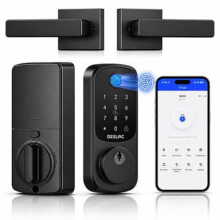 DESLOC B200 Fingerprint Smart Lock with 2 Lever Handles Set,Front Door Lock $48 + Free Shippinh