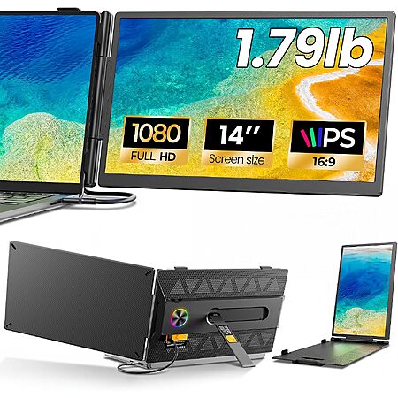Laptop Screen Extender, 14" 1080P IPS Portable Monitor, Ultra-Slim, 1.79 lb $59.98 AC