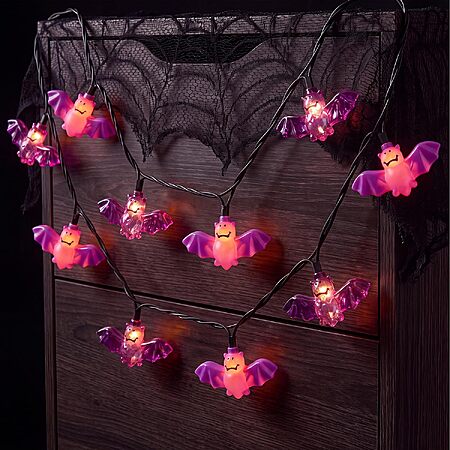 8.5FT Purple Bat String Lights for Halloween,10 LED Bat Lights $7.49 AC (Purple) + Free Shipping w/ Prime
