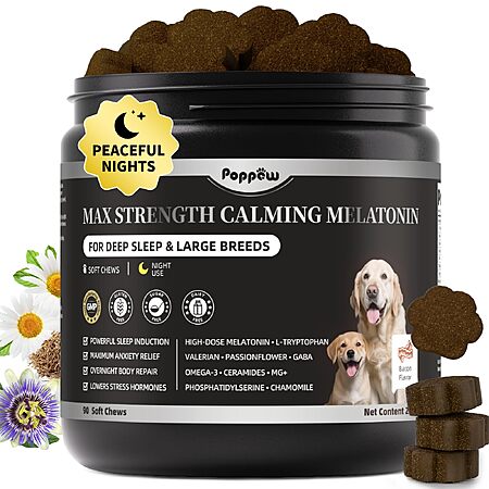 POPPAW Melatonin for Dogs - Dog Calming Chews for Sleep & Emotional Support $11.39 AC