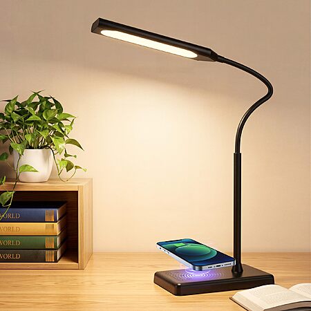 LINTYLE LED Desk Lamp for Office Home with Wireless Charger $16.19