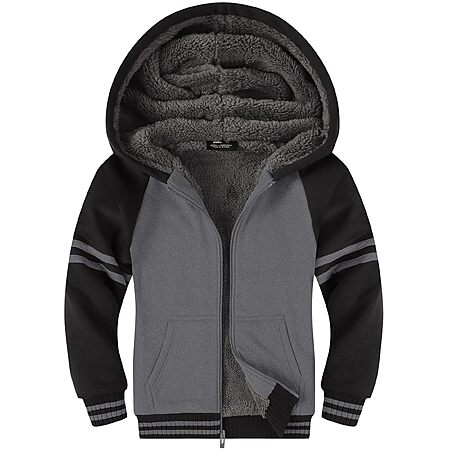 ZITY Boys Zip Up Sherpa Lined Hoodie Fleece Winter Jacket, 6-7 Years Old STARTING AT $14.99 AC