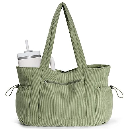 ECOHUB Oversized Corduroy Work Laptop Tote Bag for Women with 40oz Cup Holder $16.99 AC
