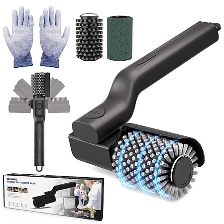 Safuciiv Electric Grill Brush | 24kg Max Torque, 200 Minutes Runtime, 3-Speed Angle Adjust Rechargeable Cordless Rotary Grill Brush $15.99 AC