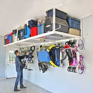 COSTCO MEMBER DEAL $160 PRICE DROP TO $239.99 - SafeRacks Overhead Garage Storage Combo Kit, Two 4 ft. x 8 ft. Racks, 18-piece Deluxe Hook Accessory Pack