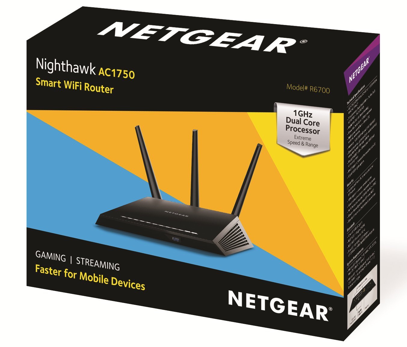 NETGEAR Nighthawk AC1750 Smart Dual Band WiFi Router (R6700)($52)(Amazon)