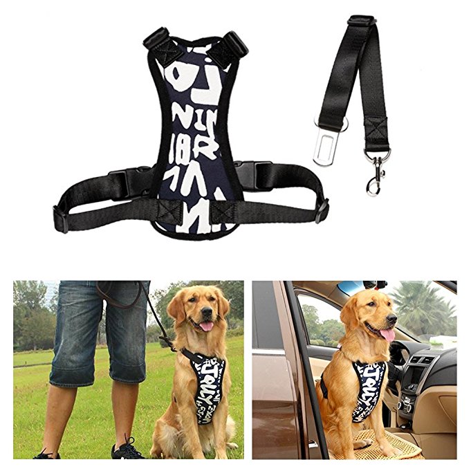 Dog Safety Vest Harness for 55-88 Pounds Dog Safe for Car Rides - $10.49 Free Shipping w/ Prime