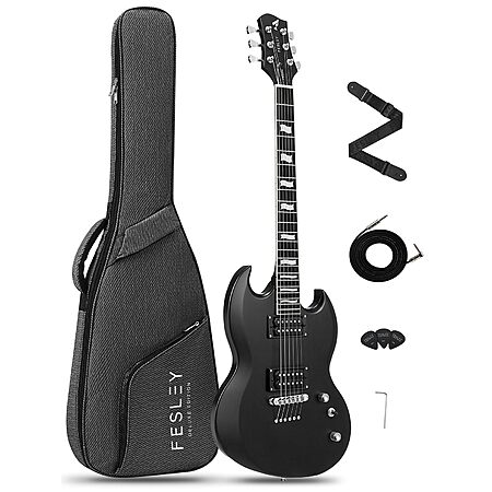 Fesley SG style matte black guitar $94