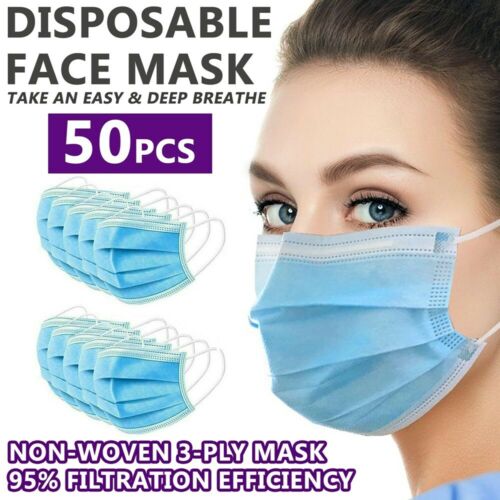 50-Count 3-Ply Disposable Face Masks $4 + Free Shipping $3.98