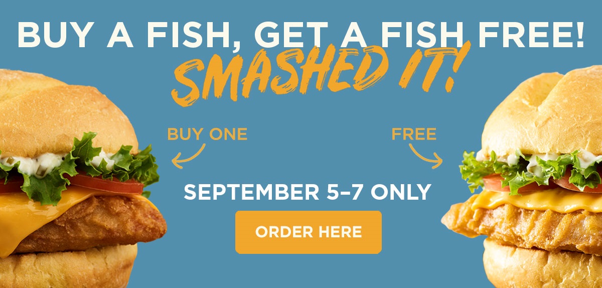 Smashburger fish sandwich BOGO free