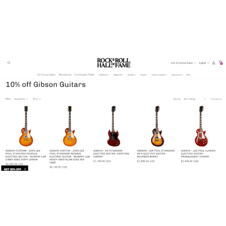 Gibson Guitars 10% at Rock n Roll Hall Of Fame Shop $1619.1 - 2023-12-04