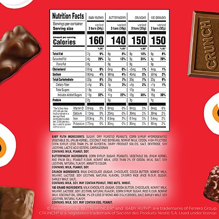Butterfinger, CRUNCH, Baby Ruth, 100 Grand Mini and Fun Size Assorted ...