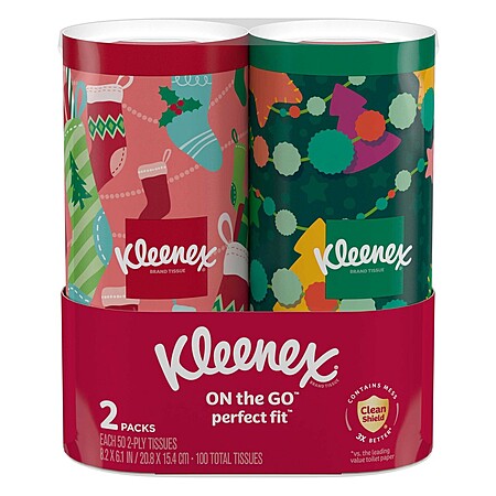 2-pk 100-ct Kleenex Holiday Perfect Fit Canister Facial Tissue $2.90 