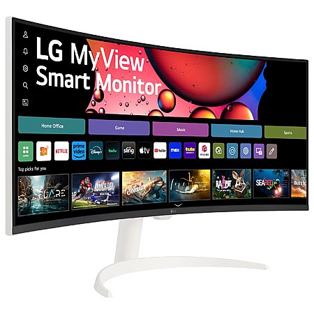 LG 34SR63QA-W 34 inch Smart Curved Monitor with Streaming TV, QHD 1440p, UltraWide Screen, USB Type-C 65W PD, 1800R, webOS, HDR10, 100Hz, Built-in Speaker $329.99
