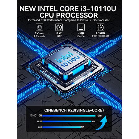 GMKtec Mini PC, G3 PRO Intel Core i3-10110U (Beats 4300U/N150), 16GB DDR4 RAM (Dual Channel) 512GB Storage Drive, Desktop Computer 4K Dual HDMI $289.98