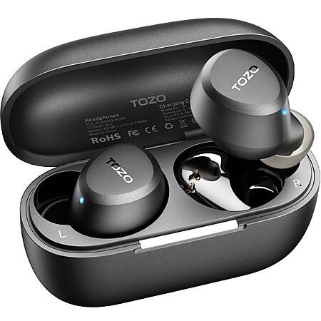 TOZO A1 Wireless Earbuds Bluetooth 5.3 Light Weight in Ear IPX5 Waterproof Headphones 2 Mic for AI Calls, Immersive Premium Sound Bass Headset with Charging Case $12.30