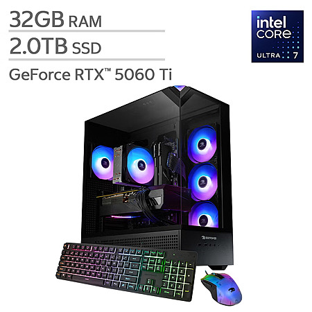 iBUYPOWER Element Gaming PC Desktop — Intel Core Ultra 7 265F — NVIDIA GeForce RTX 5060 Ti 8GB — 32GB DDR5 RAM — 2TB NVMe SSD $1299.99 @Costco