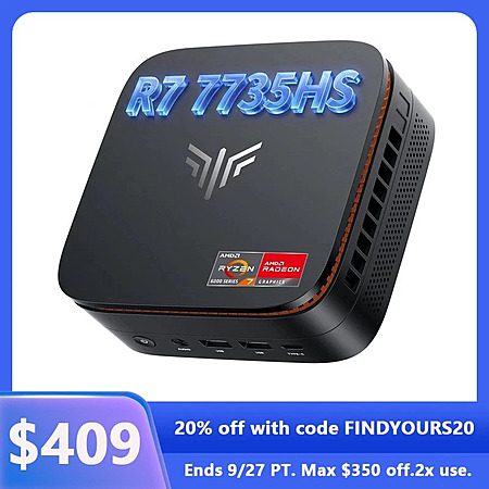 KAMRUI Gaming Mini PC Ryzen 7 7735HS 16GB LPDDR5 RAM 512GB SSD (8C/16T, 4.75GHz)