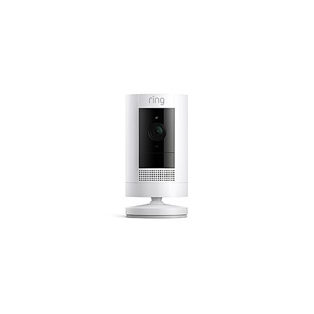 Ring Outdoor Cam (Stick Up Cam), Weather-Resistant Home or Business HD Security Camera, Live View, Color Night Vision, Two-Way Talk, Motion Alerts, Works with Alexa, White
