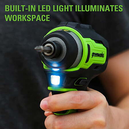 Greenworks 24V Brushless 1/4"1900 in./lbs. Impact Driver + (2) 2.0 Ah Batteries & Charger, Bonus Tool Bag