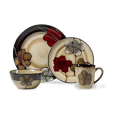 Pfaltzgraff Painted Poppies 16-Piece Stoneware Dinnerware Set