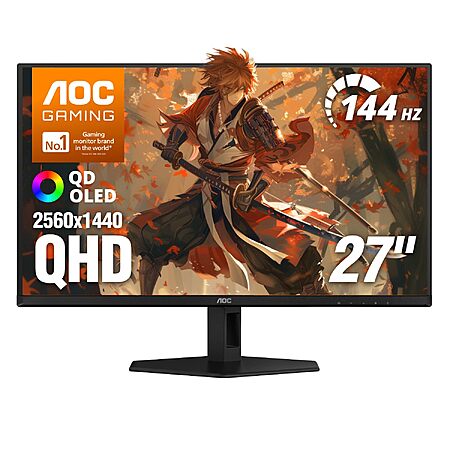 AOC 27 Inch Gaming Monitor QHD QD OLED 144Hz NVIDIA G-SYNC Compati. Q27GADE