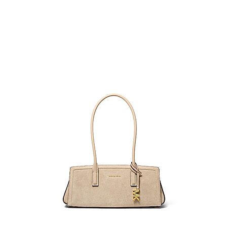 Michael Kors Women's Laila Small Shoulder Tote Bag, Gold-Tone Hardware/Suede Leather/Khaki