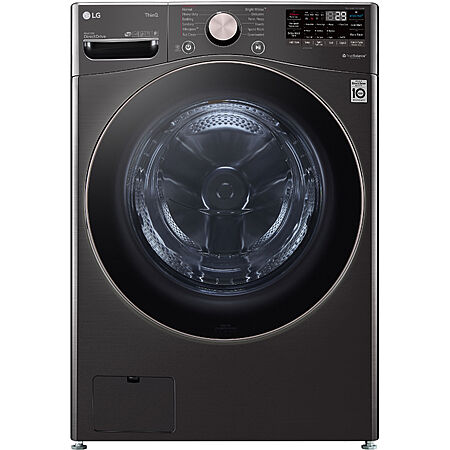LG TurboWash 360 High Efficiency Stackable Medium ( 4.5-cu ft ) Front Load Washer ( Black Steel ) | WM4000HBA