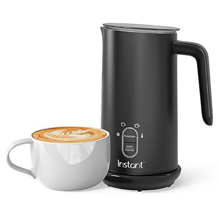 Instant Pot 4-in-1 Milk Frother & Steamer, 10oz/295ml, Black | Makes hot & cold foam, steams and warms milk for lattes, cappuccinos and macchiatos with 500W power.