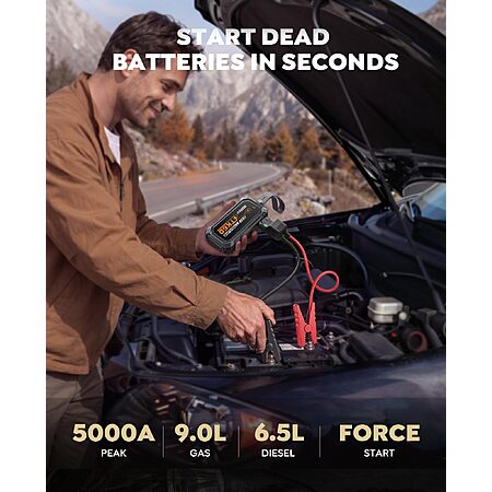 TREKURE Car Battery Jumper Starter Portable 5000A, Portable Car Jump Starter up to 10L Gas or 8L Diesel Engine, Jump Box, Jumper Cables for Car Battery