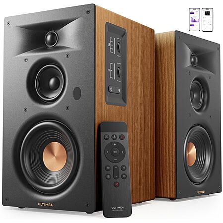 ULTIMEA 3-Way Powered Bookshelf Speakers with Smart App Control, BS-3 | HDMI ARC/SUB OUT/Optical/USB/RCA Input, App EQ, 5.25" Woofer, Bluetooth 6.0, 70W RMS