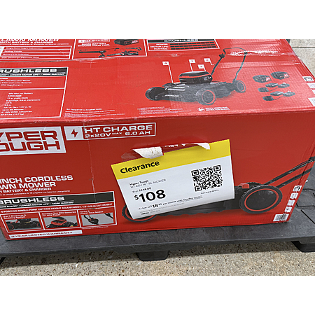 Hyper Tough 2X20V 18-inch Side-Discharge Lawn Mower. $108 in store only
