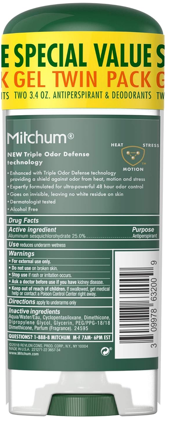 2-Pack 3.4-Oz Mitchum Advanced Gel Anti-Perspirant & Deodorant ...