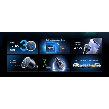 buy LISEN 170W Car Charger USB C Fast Charge and get LISEN Car Charger USB C Fast Charge, Retractable Car Charger USB C  free $25