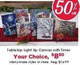Craft Warehouse Black Friday: Table Top Light Up Canvas with Timer for $8.50