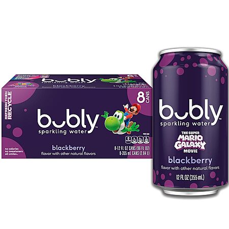 8-Pack 12-Oz Bubly Sparkling Water (Blackberry or Raspberry) - 2026-03-05
