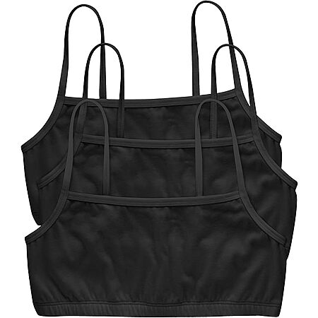 3-Pk Hanes Women's Cotton String Bralettes (Black or Black/Fig/Red) $7.65