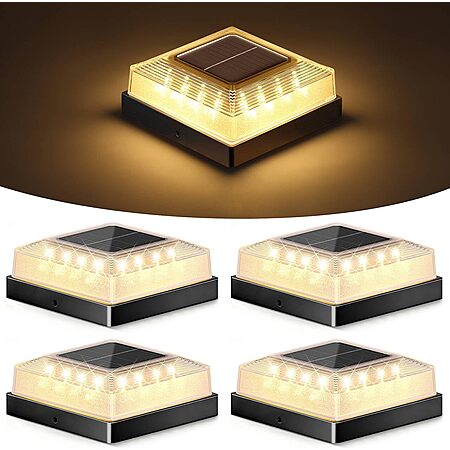 Brightever 4" x 4" Outdoor Solar Post Cap Light (Various) from $15