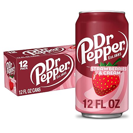 12-Pk 12-Oz Dr Pepper Beverage (Strawberries & Cream Soda Pop or Cherry) 3 for $14 w/ S&S