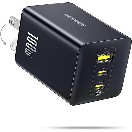 Baseus 3-Port Foldable GaN USB-C Wall Charger