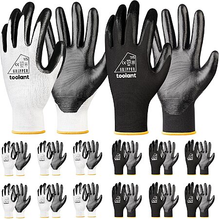 12-Pair toolant Nitrile Coated Work Gloves (Various Sizes, White & Black) $13.99 + Free Shipping w/ Prime or on $35+