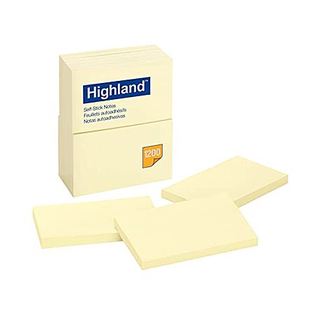 12-Pack 3"x5" Highland Sticky Notes (Yellow) $3.49 + Free Shipping w/ Prime or on $35+