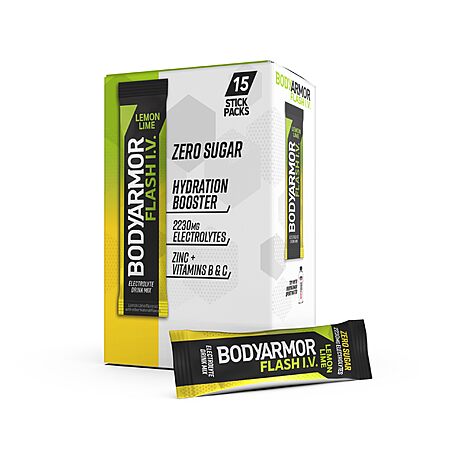 15-Pack BodyArmor Flash IV Electrolyte Packets (Lemon Lime) $6.56 w/ S&S + Free Shipping w/ Prime or on $35+