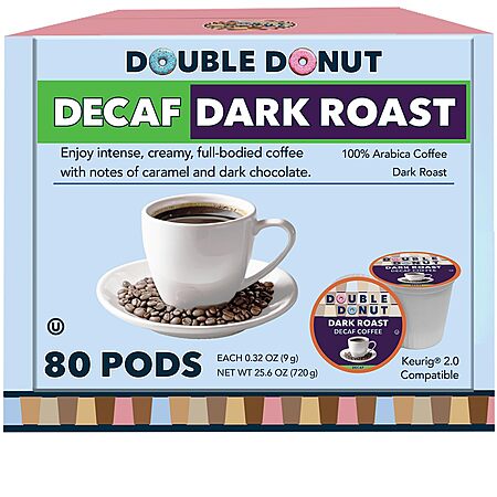 80-Count Double Donut Extra Bold Blend Coffee Pods (Decaf Dark Roast) $14.06 w/ S&S + Free Shipping w/ Prime or on $35+