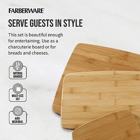 3-Piece Farberware Kitchen Bamboo Cutting Board Set (11x14", 8x10" & 8x5.5") $8.19 + Free Shipping w/ Prime or $35+