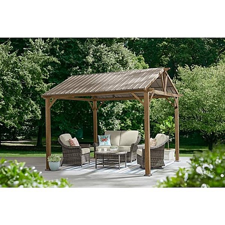 11' x 10' Hampton Bay Providence Place Brown Hard Top Gazebo $353.10 + Free Shipping