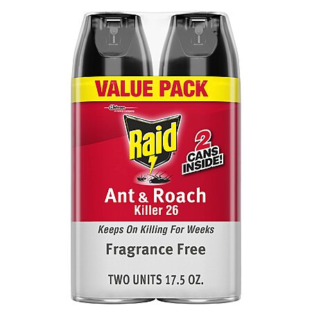 2-Count 17.5-Oz Raid Ant & Roach Killer (Fragrance-Free) $6.30 w/ Subscribe & Save