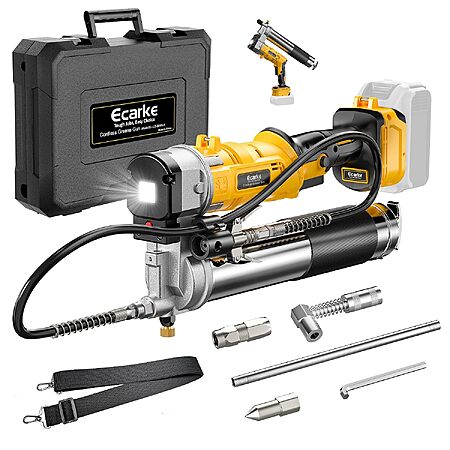 Ecarke 20V Cordless Grease Gun w/ Dual Grip & 39" Hose (DeWalt Battery Compatible, Tool Only) $78.69 + Free Shipping