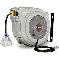 GLAHODEN 65+6.5FT Retractable Extension Cord Reel, 12AWG/3C Power Cord Reel with Triple Tap Outlet, 180° Swivel and 15 Amp Circuit Breaker for Workshop, Garage $75.19